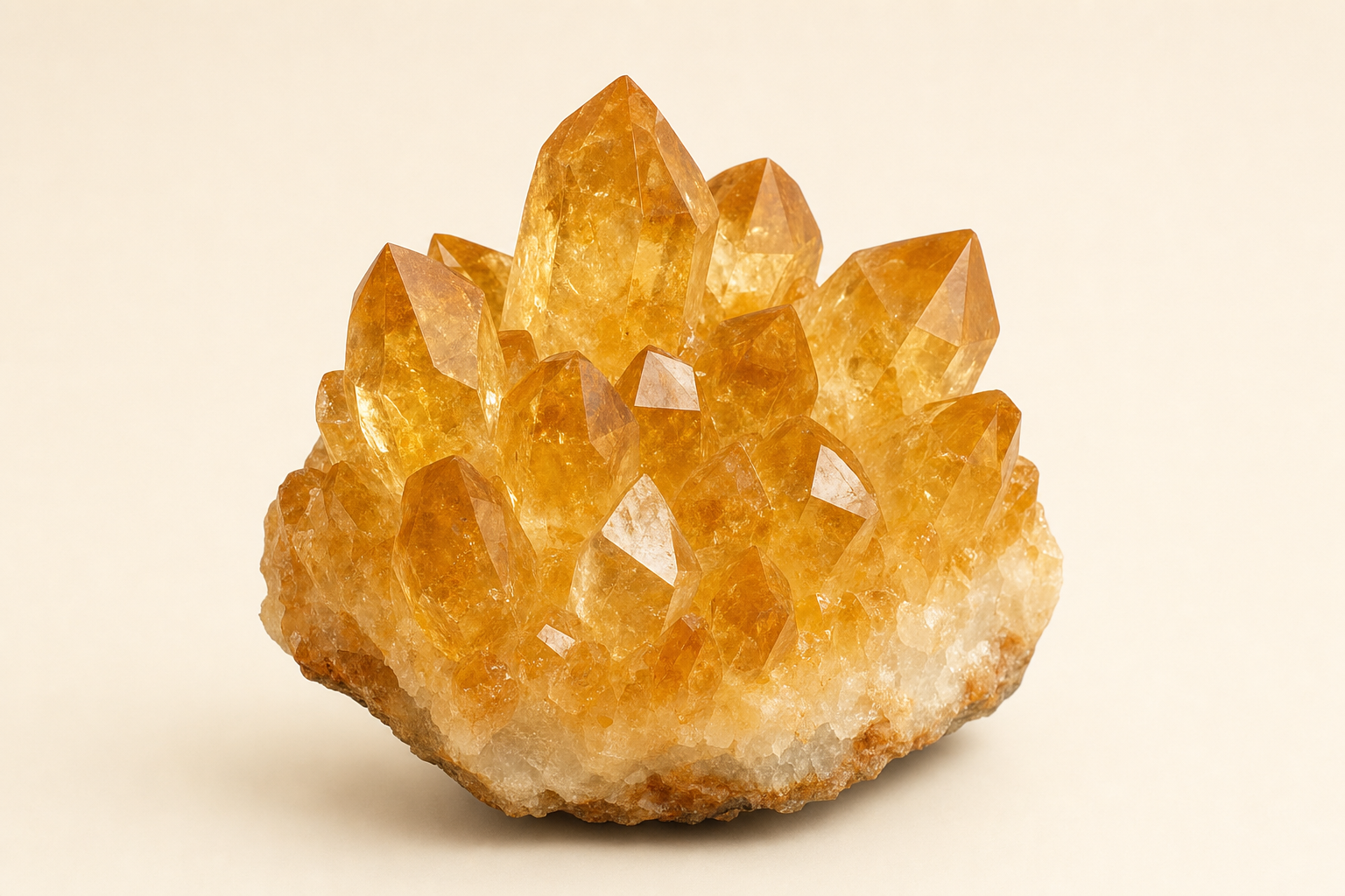 A raw citrine crystal cluster specimen